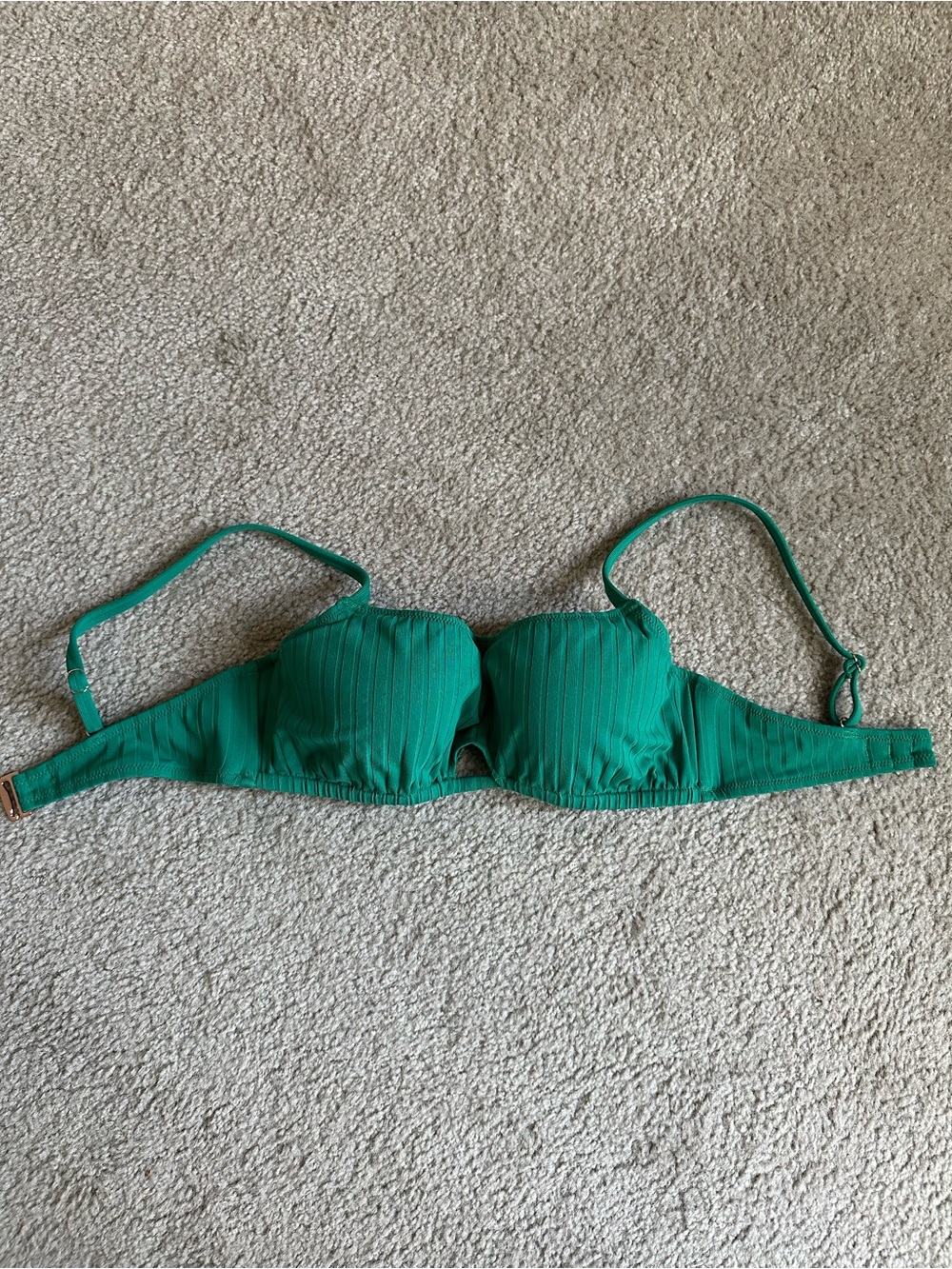 Shade & Shore Emerald Green Ribbed Bikini Top